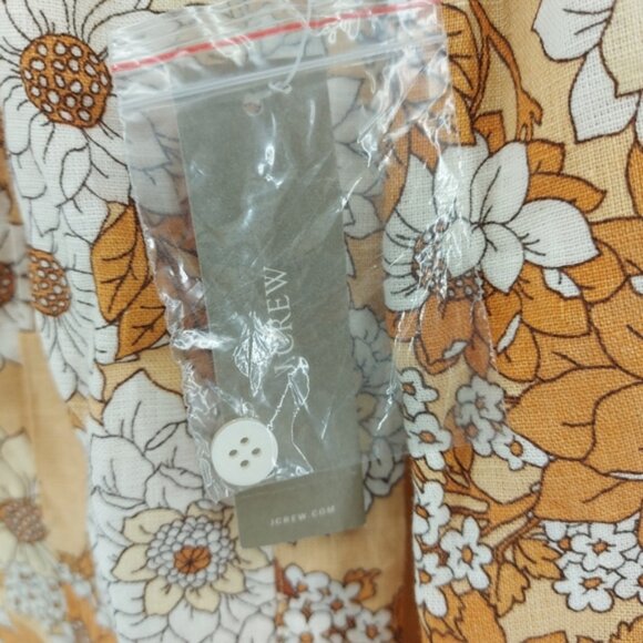 J CREW Womens Floral V-Back LINEN Shirt Dress Sheath Camel Brown BG4… - Picture 4 of 9